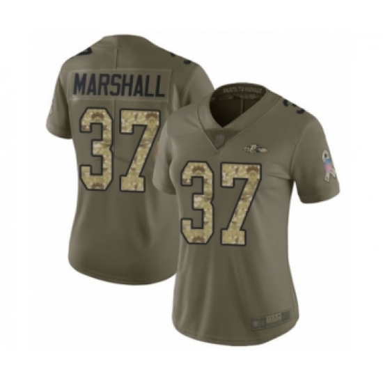 Women's Baltimore Ravens 37 Iman Marshall Limited Olive Camo Salute to Service Football Jersey