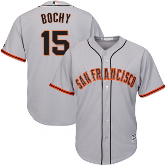 Men's Majestic San Francisco Giants 15 Bruce Bochy Replica Grey Road Cool Base MLB Jersey