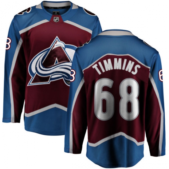 Youth Colorado Avalanche 68 Conor Timmins Fanatics Branded Maroon Home Breakaway NHL Jersey