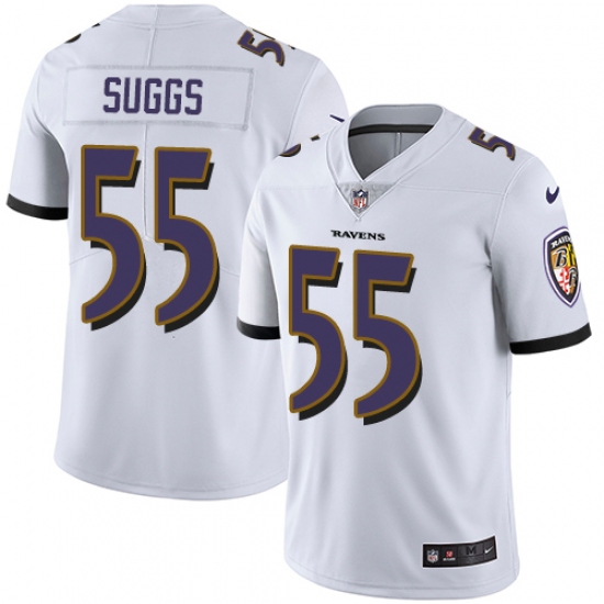 Men's Nike Baltimore Ravens 55 Terrell Suggs White Vapor Untouchable Limited Player NFL Jersey