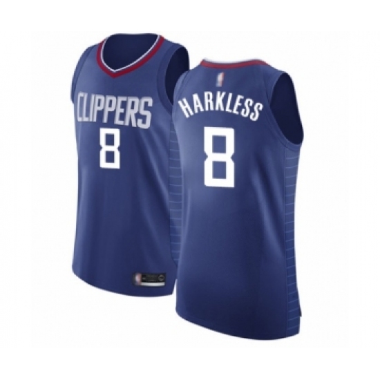 Men's Los Angeles Clippers 8 Moe Harkless Authentic Blue Basketball Jersey - Icon Edition