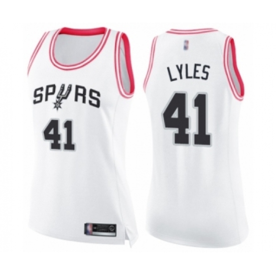 Women's San Antonio Spurs 41 Trey Lyles Swingman White Pink Fashion Basketball Jersey