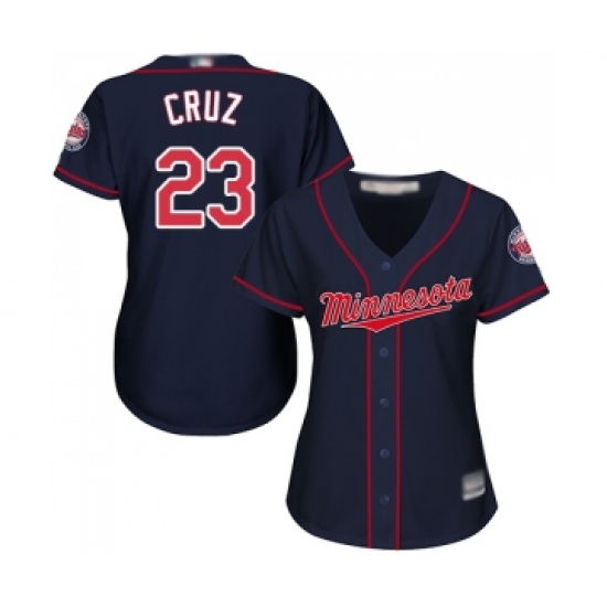 Women's Minnesota Twins 23 Nelson Cruz Replica Navy Blue Alternate Road Cool Base Baseball Jersey