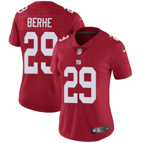 Women's Nike New York Giants 29 Nat Berhe Elite Red Alternate NFL Jersey