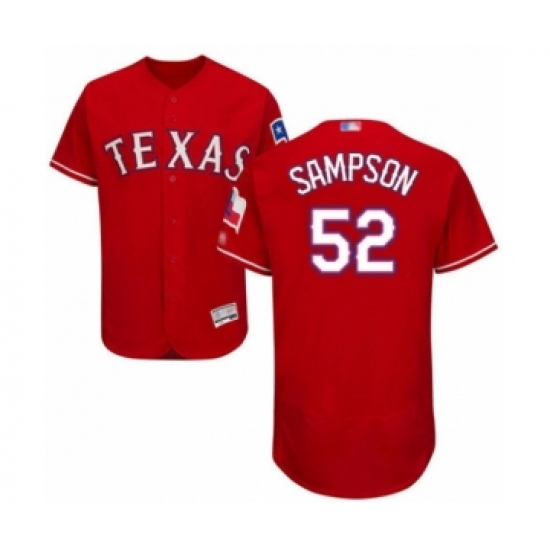 Men's Texas Rangers 52 Adrian Sampson Red Alternate Flex Base Authentic Collection Baseball Player Jersey