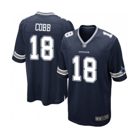 Men's Dallas Cowboys 18 Randall Cobb Game Navy Blue Team Color Football Jersey