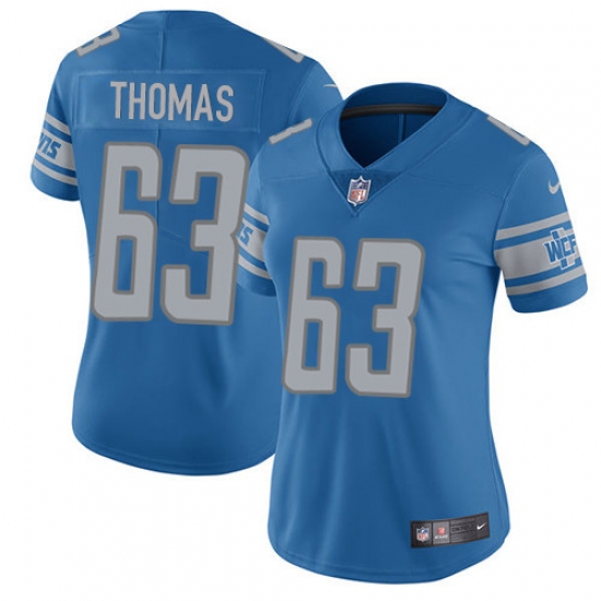 Women's Nike Detroit Lions 63 Brandon Thomas Elite Light Blue Team Color NFL Jersey