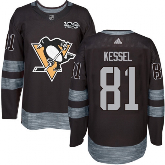 Men's Adidas Pittsburgh Penguins 81 Phil Kessel Authentic Black 1917-2017 100th Anniversary NHL Jersey