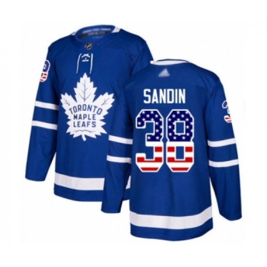 Youth Toronto Maple Leafs 38 Rasmus Sandin Authentic Royal Blue USA Flag Fashion Hockey Jersey