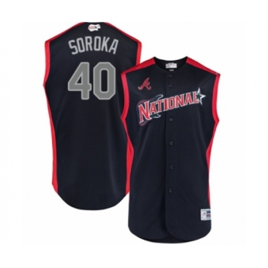 Youth Atlanta Braves 40 Mike Soroka Authentic Navy Blue National League 2019 Baseball All-Star Jersey