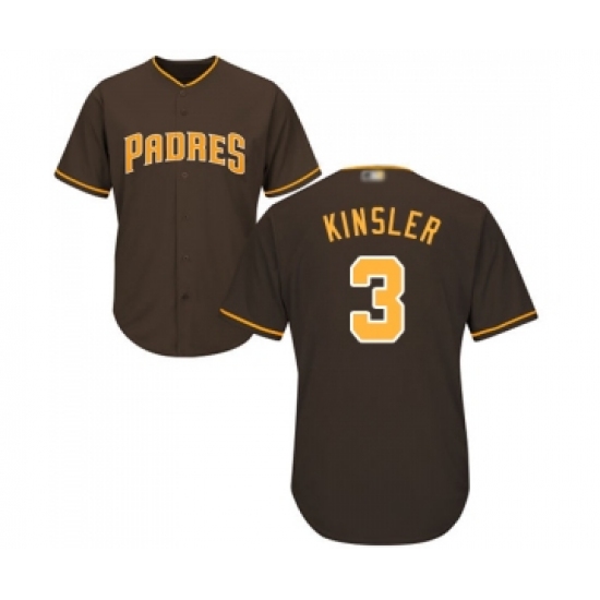 Men's San Diego Padres 3 Ian Kinsler Replica Brown Alternate Cool Base Baseball Jersey