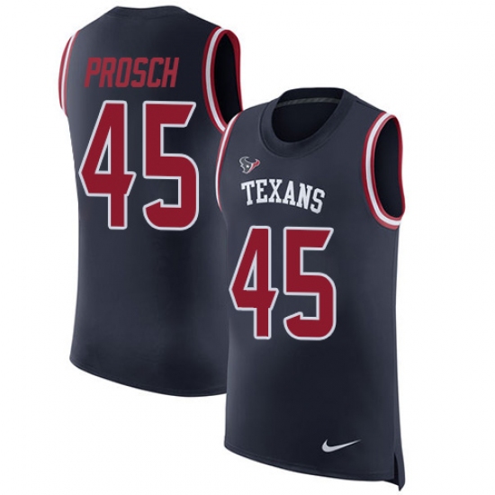 Men's Nike Houston Texans 45 Jay Prosch Limited Navy Blue Rush Player Name & Number Tank Top NFL Jersey