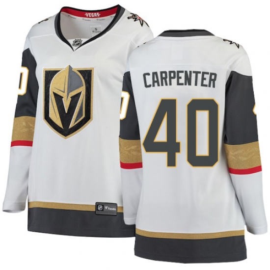 Women's Vegas Golden Knights 40 Ryan Carpenter Authentic White Away Fanatics Branded Breakaway NHL Jersey