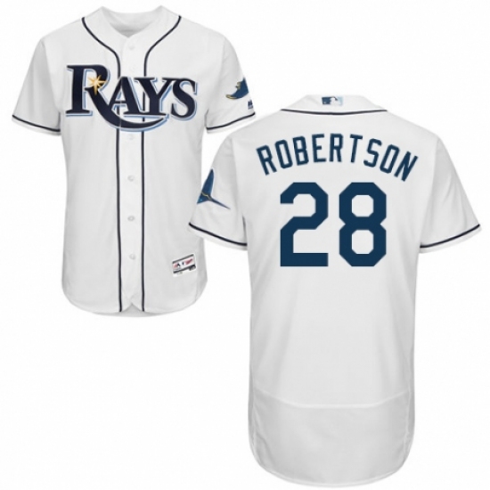 Men's Majestic Tampa Bay Rays 28 Daniel Robertson Home White Home Flex Base Authentic Collection MLB Jersey