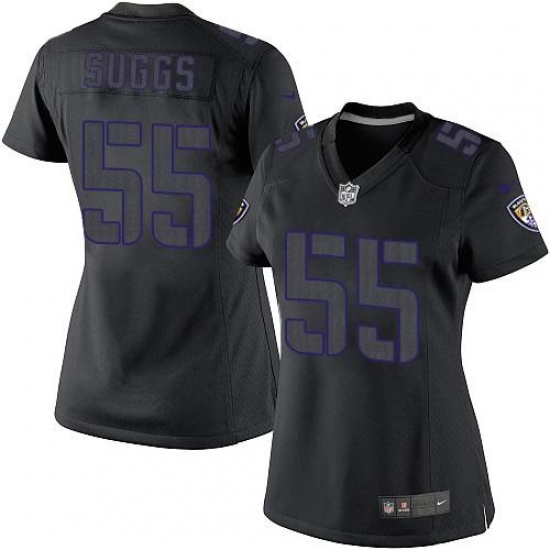 Women's Nike Baltimore Ravens 55 Terrell Suggs Limited Black Impact NFL Jersey