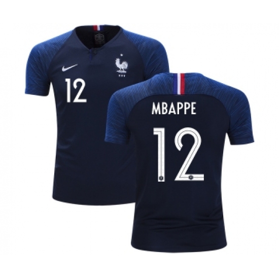 France 12 Mbappe Home Kid Soccer Country Jersey