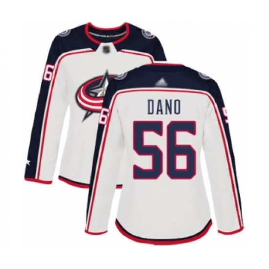 Women's Columbus Blue Jackets 56 Marko Dano Authentic White Away Hockey Jersey