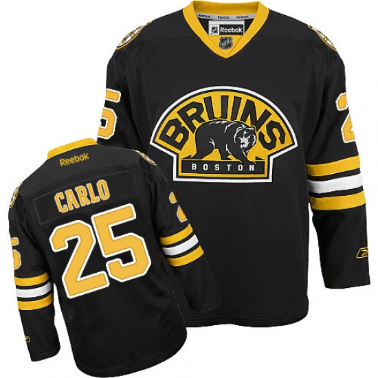 Men's Reebok Boston Bruins 25 Brandon Carlo Authentic Black Third NHL Jersey