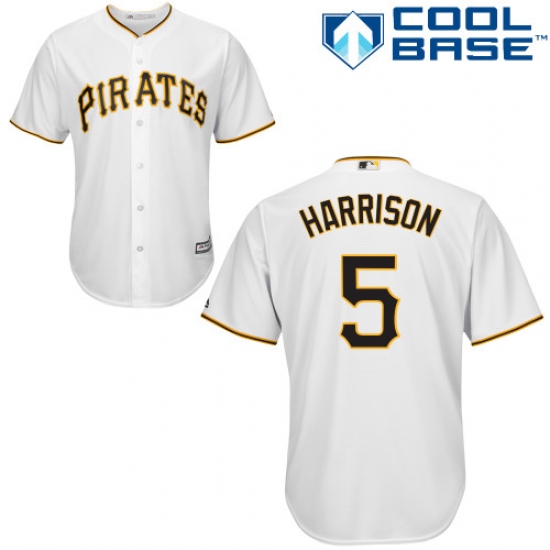 Youth Majestic Pittsburgh Pirates 5 Josh Harrison Authentic White Home Cool Base MLB Jersey