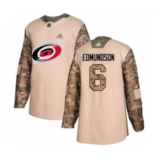 Men's Carolina Hurricanes 6 Joel Edmundson Authentic Camo Veterans Day Practice Hockey Jersey