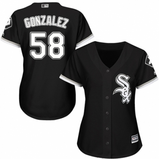 Women's Majestic Chicago White Sox 58 Miguel Gonzalez Replica Black Alternate Home Cool Base MLB Jersey