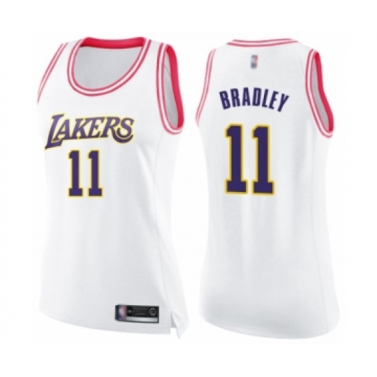 Women's Los Angeles Lakers 11 Avery Bradley Swingman White Pink Fashion Basketball Jersey