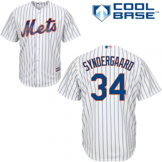 Youth Majestic New York Mets 34 Noah Syndergaard Authentic White Home Cool Base MLB Jersey