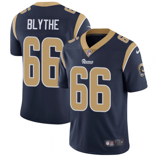 Men's Nike Los Angeles Rams 66 Austin Blythe Navy Blue Team Color Vapor Untouchable Limited Player NFL Jersey