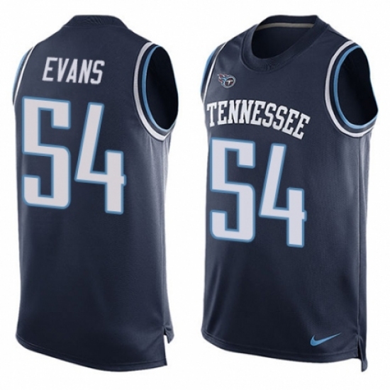 Men's Nike Tennessee Titans 54 Rashaan Evans Limited Navy Blue Player Name & Number Tank Top NFL Jersey