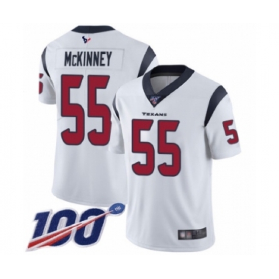 Men's Houston Texans 55 Benardrick McKinney White Vapor Untouchable Limited Player 100th Season Football Jersey