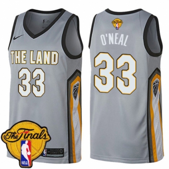 Women's Nike Cleveland Cavaliers 33 Shaquille O'Neal Swingman Gray 2018 NBA Finals Bound NBA Jersey - City Edition