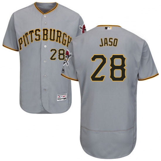 Men's Majestic Pittsburgh Pirates 28 John Jaso Grey Road Flex Base Authentic Collection MLB Jersey