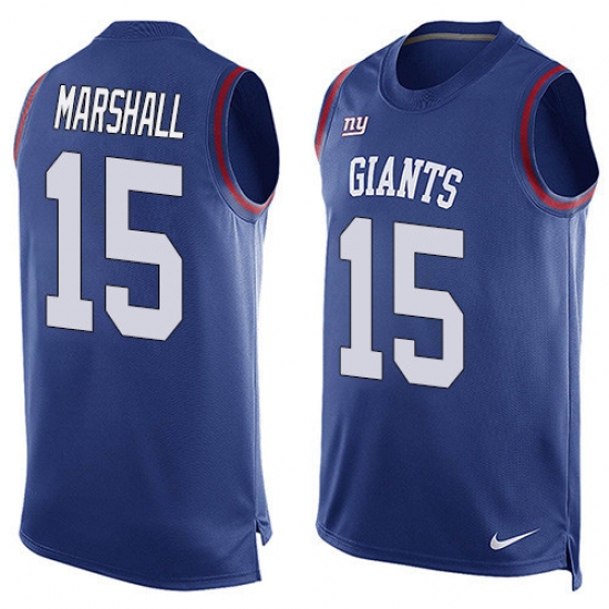 Men's Nike New York Giants 15 Brandon Marshall Limited Royal Blue Player Name & Number Tank Top NFL Jersey