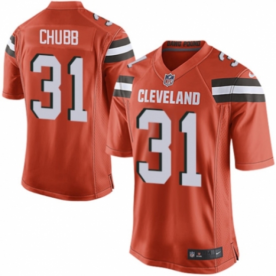 Men's Nike Cleveland Browns 31 Nick Chubb Game Orange Alternate NFL Jersey