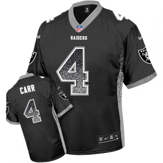 Men's Nike Oakland Raiders 4 Derek Carr Elite Black Drift Fashion NFL Jersey