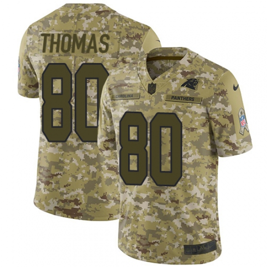 Youth Nike Carolina Panthers 80 Ian Thomas Limited Camo 2018 Salute to Service NFL Jersey