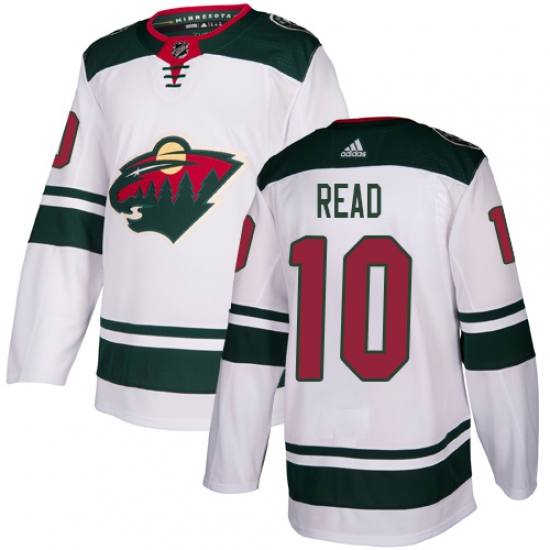 Men's Adidas Minnesota Wild 10 Matt Read Authentic White Away NHL Jersey