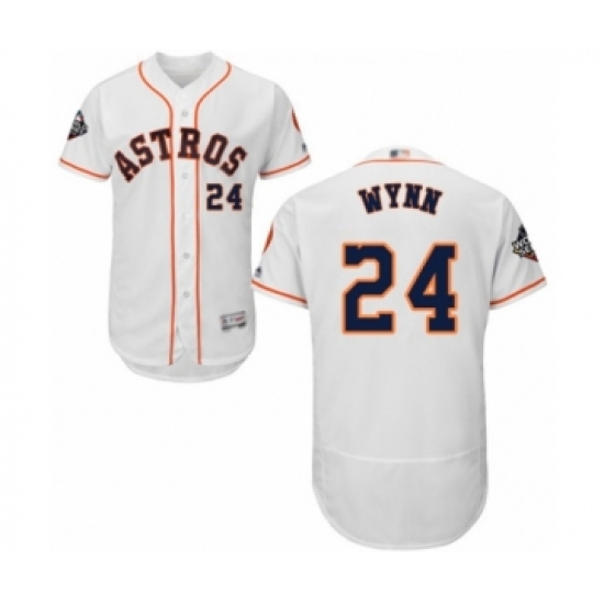 Men's Houston Astros 24 Jimmy Wynn White Home Flex Base Authentic Collection 2019 World Series Bound Baseball Jersey