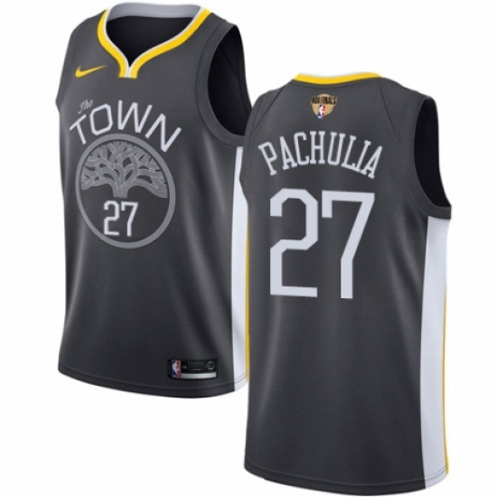 Men's Nike Golden State Warriors 27 Zaza Pachulia Swingman Black Alternate 2018 NBA Finals Bound NBA Jersey - Statement Edition