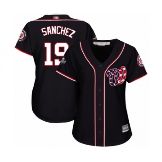 Women's Washington Nationals 19 Anibal Sanchez Authentic Navy Blue Alternate 2 Cool Base 2019 World Series Bound Baseball Jersey