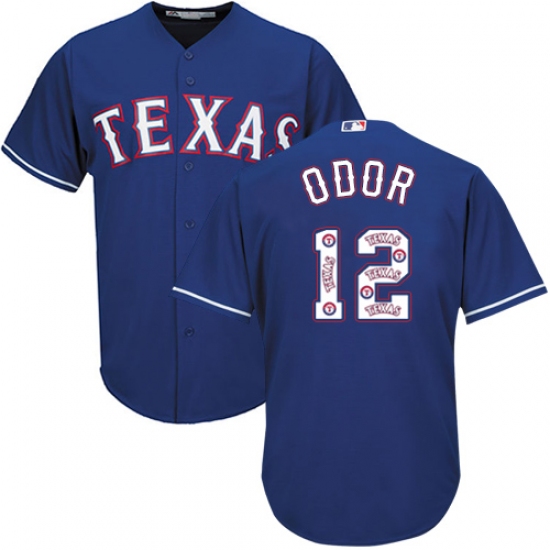 Men's Majestic Texas Rangers 12 Rougned Odor Authentic Royal Blue Team Logo Fashion Cool Base MLB Jersey