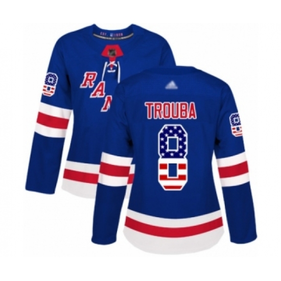 Women's New York Rangers 8 Jacob Trouba Authentic Royal Blue USA Flag Fashion Hockey Jersey