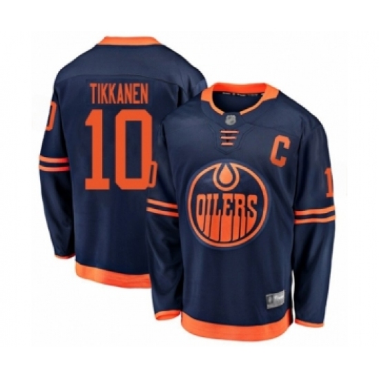 Youth Edmonton Oilers 10 Esa Tikkanen Authentic Navy Blue Alternate Fanatics Branded Breakaway Hockey Jersey