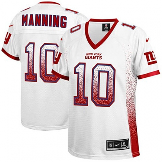 Women's Nike New York Giants 10 Eli Manning Elite White Drift Fashion NFL Jersey