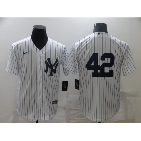 Men's New York Yankees 42 Mariano Rivera White Game Authentic Collection Jersey