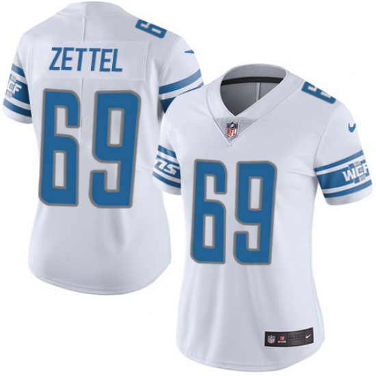 Women's Nike Detroit Lions 69 Anthony Zettel White Vapor Untouchable Limited Player NFL Jersey