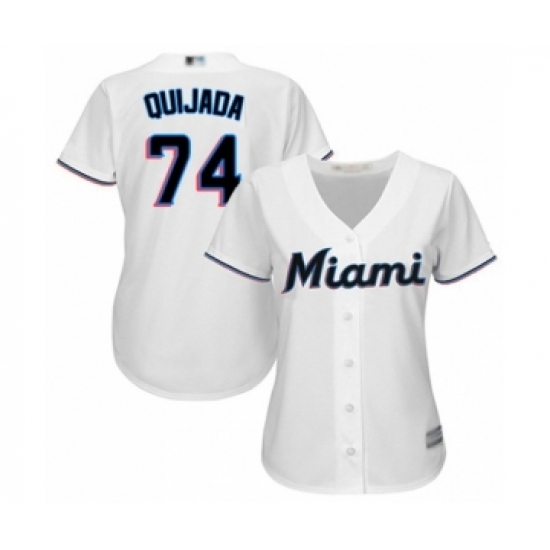 Women's Miami Marlins 74 Jose Quijada Authentic White Home Cool Base Baseball Player Jersey