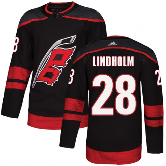 Men's Adidas Carolina Hurricanes 28 Elias Lindholm Premier Black Alternate NHL Jersey