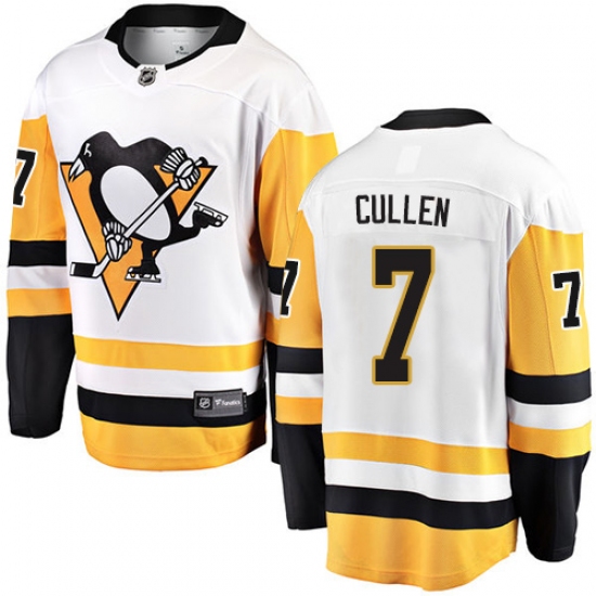 Men's Pittsburgh Penguins 7 Matt Cullen Authentic White Away Fanatics Branded Breakaway NHL Jersey