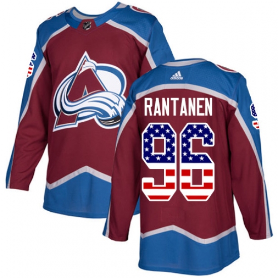 Men's Adidas Colorado Avalanche 96 Mikko Rantanen Authentic Burgundy Red USA Flag Fashion NHL Jersey